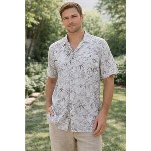 Report Collection Sustainable 100% Cotton Bamboo Leaf print Men's Shirt Lg Coast